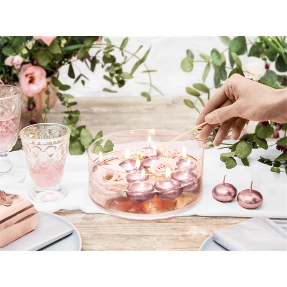 Úszógyertya korong fémes rózsaarany 4 cm S/50