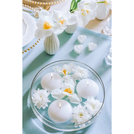 Úszógyertya matt fehér 8 cm S/4