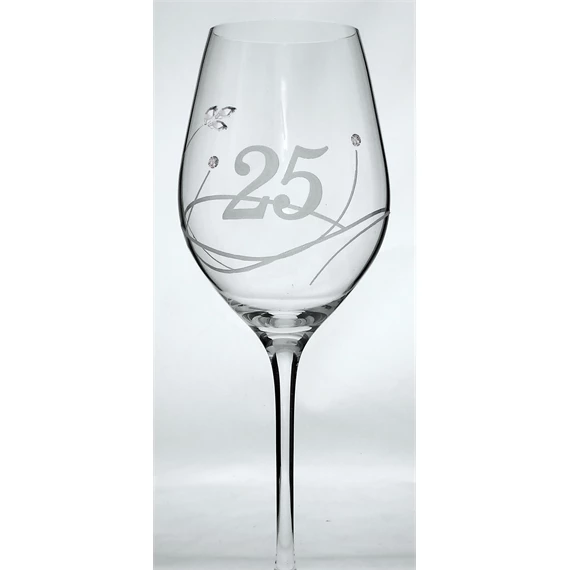 Boros pohár "Celebration 25 yr" felirattal, Swarovski kristállyal 360 ml 22,5x8 cm