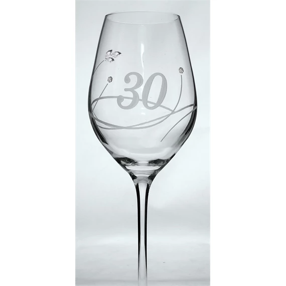 Boros pohár "Celebration 30 yr" felirattal, Swarovski kristállyal 360 ml 22,5x8 cm