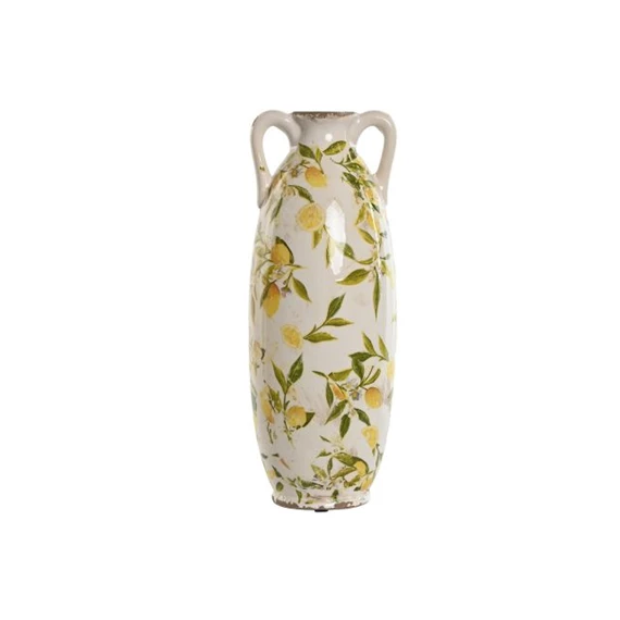Váza citrom mintás 13x13x35 cm