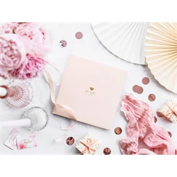 Vendégkönyv édes emlékekhez 20,5x20,5 cm púderrózsaszín 22 oldal