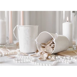 Vödör virágszirmokhoz, magasság kb. 13 cm, fehér