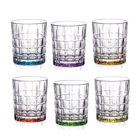 Whisky tumbler pohár szett Diplomat színezett talppal 9 cm S/6